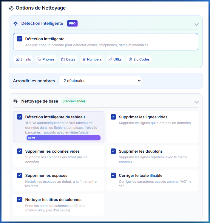 Basic cleanup options